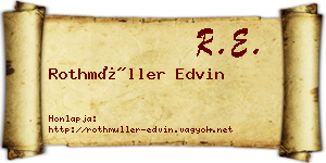 Rothmüller Edvin névjegykártya